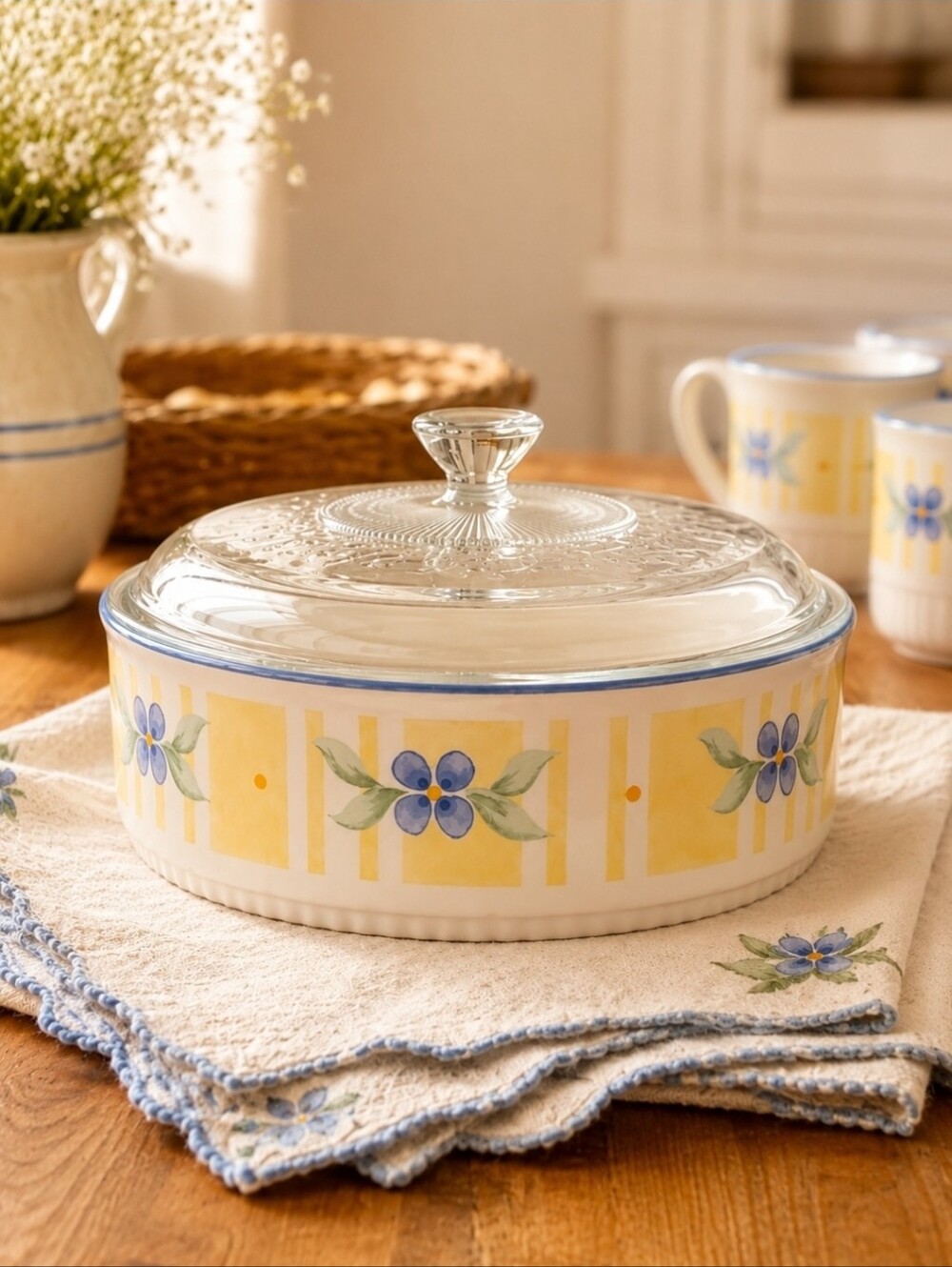 Pfaltzgraff Summer Breeze 1.5 Qt Covered Casserole Dish w/ Original Glass Lid